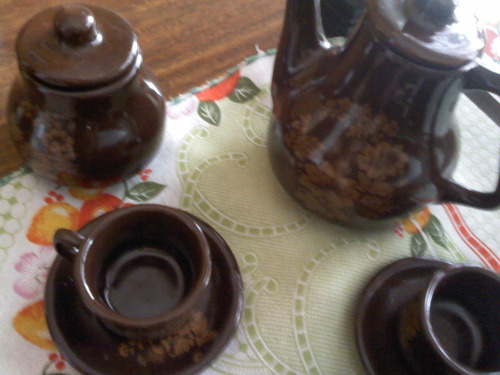 Jogo De Café Marrom Antigo Decada De 80 Novo