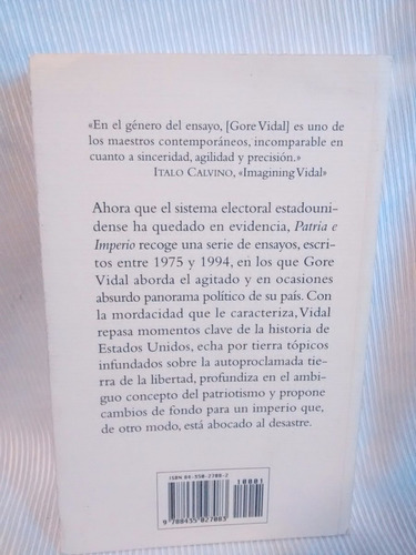 Imagen 3 de 5 de Patria E Imperio Gore Vidal Prologo Vazquez Montalban Edhasa
