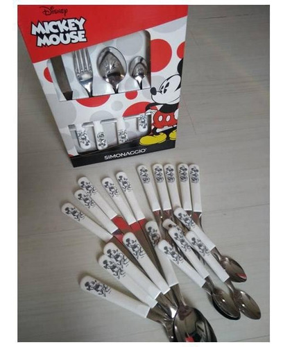 Faqueiro Simonaggio Disney Minnie E Mickey - Branco 24 Peças
