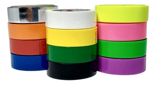 Imagem 5 de 7 de 50 Fita Adesiva 12x10 Durex Colorido Atacado Fit-pel