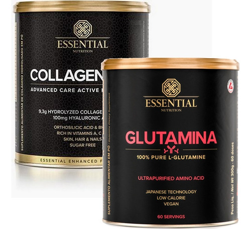 Kit Collagen Skin + Glutamina Pura - Essential Nutrition Sabor Limão