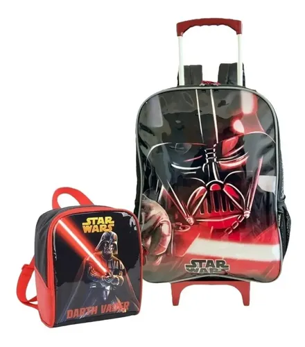 Mochila Escolar Infantil Star Wars Darth Rodinha G Lancheira ...