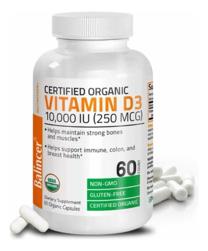 Vitamina D3 10.000 Iu (250 Mcg) 60 Cápsulas