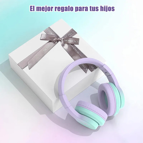Violeta Con Luz Led Auriculares Gamer Inalámbricos Emuael Wgyp-104 Violeta Para Niños 45h