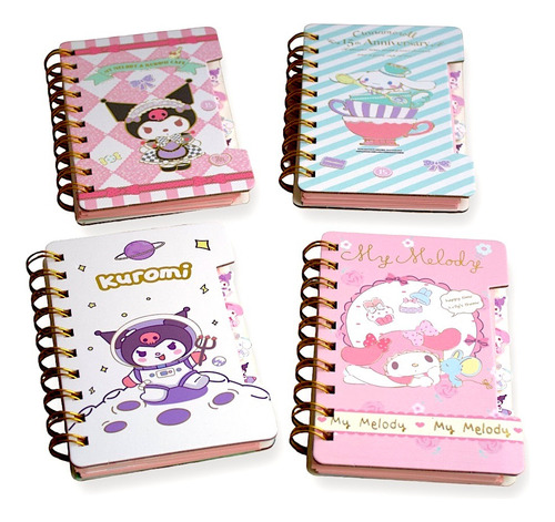 Pack 4 Mini Libretas Sanrio My Melody Kuromi Cinnamoroll