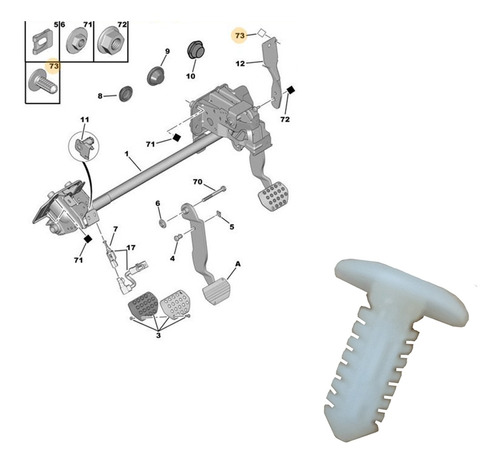 Presilha Tirante Pedal Freio Citroen-c3 2018 2019 2020