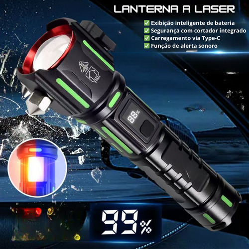 Lanterna Luz De Sabre Tática De Led Com Quebra Vidro 2000m