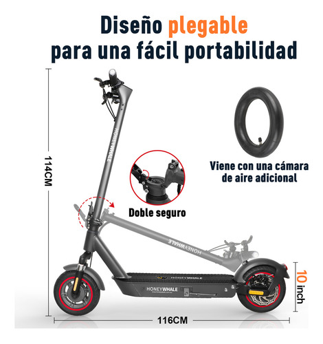 Scooter Eléctrico Patín E9 Max S Honey Whale Gris