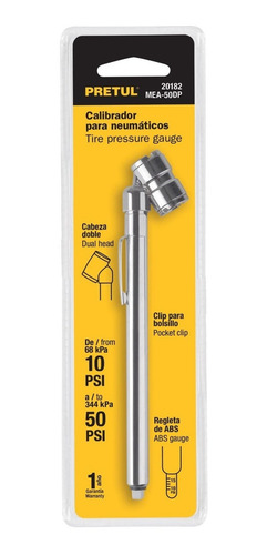 Imagen 3 de 3 de Calibrador De Aire Para Llantas 10 A 50psi Pretul 20182