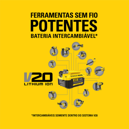 Parafusadeira Furadeira Angular Stanley Scd750b 20v +bateria