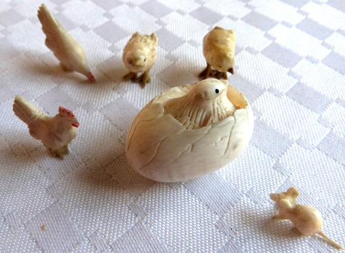 Monijor62-antiguo Talla China Miniaturas Pollito Rata Gallin (Usado)
