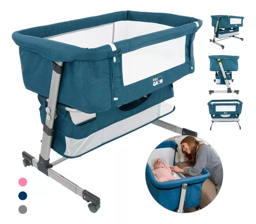 Kit Cuna De Bebe Para Cama Con Corral Y Ruedas Colecho Gris + Monitor De  Audio Para Bebe Azul Gaon KitCunaCama