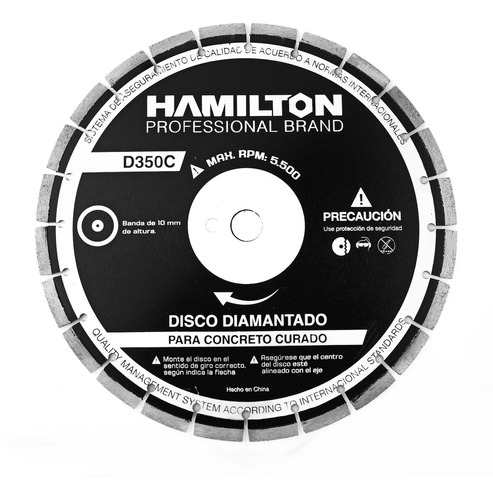 Disco Diamantado Para Concreto Curado 350mm Hamilton D350c