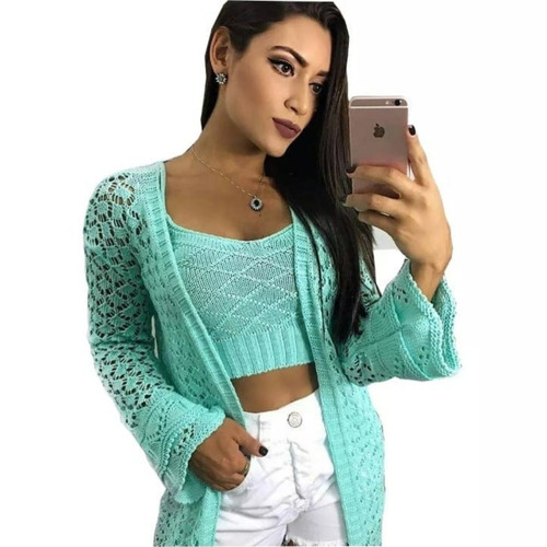 Conjunto Cardigan Kimono Manga Longa Kit 15 Pçs Atacado