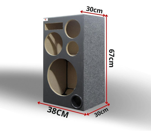 Caixa Vazia Bob 12 + 1 Driver+ 1 Tweeter+ 1 Médio + 1 Rádio