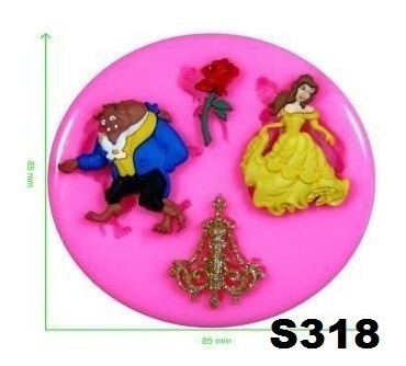 Molde De Silicone Bela E A Fera Biscuit Pasta Americana