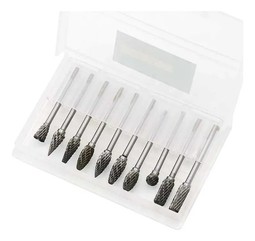 Imagen 2 de 9 de Set 10 Fresas Carburo Tungsteno Vástago 3mm = 1/8 Dremel