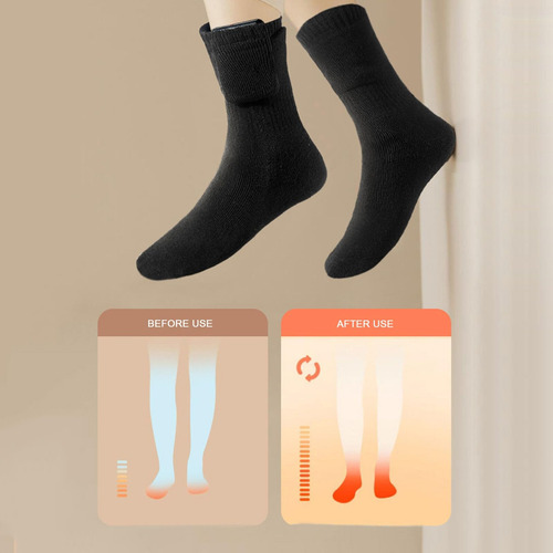Calcetines Térmicos Eléctricos Usb Recargables Para Invierno Negro Diseño De La Tela Talle