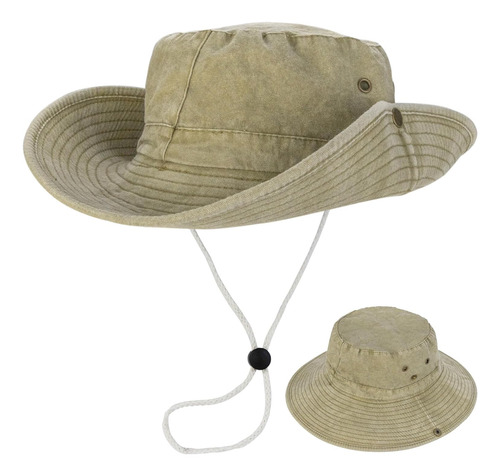 Gorra De Pesca Con Visera Para Cola De Caballo Y Ala Ancha Caqui M-g