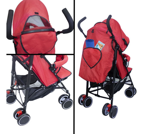 Coche De Paseo Cochecito Bebé Capota Reclinable Plegable