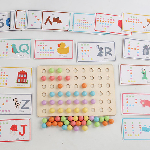 Juego De Cuentas De Tablero De Clavijas De Madera, Juguete A