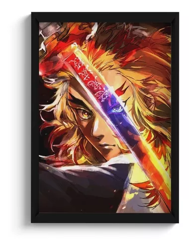 Quadro Decorativo Rengoku Anime Demon Slayer