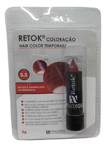 Retok Stick Coloração Anaconda 4g Cobre Fio Branco Tom 5.5 acajú