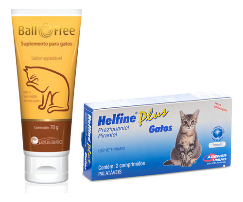 01 Ball Free 70g Para Gatos E 01 Vermífugo Helfine Gatos