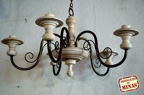Imagem 2 de 5 de Lustre Torneado 5 Lâmpadas (cód.: L-46)