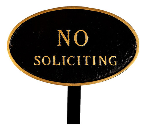 Montague Productos De Metal No Soliciting Oval Cesped Plaque