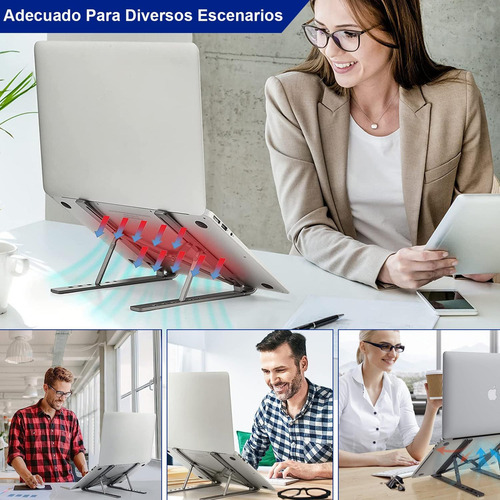 Soporte para Laptop, Base Refrigerante Computadora Ajustable con Múltiples Ángulos, Soporte Laptop Portátil y Plegable, Base Ergonomico para Laptop y Tabletas