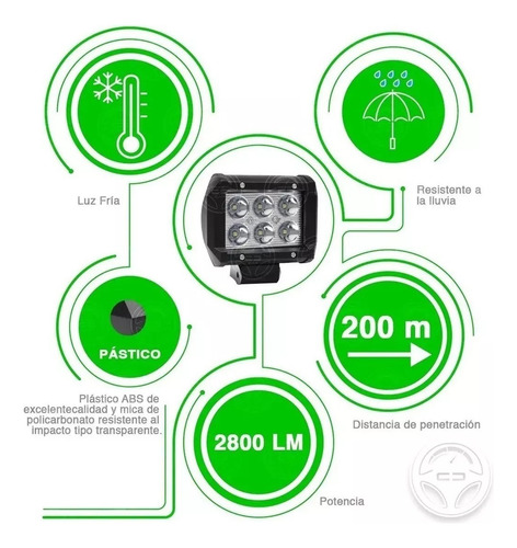 Par Faros Auxiliar Dually 12 Leds Luz Blanca Fija Y Estrobo