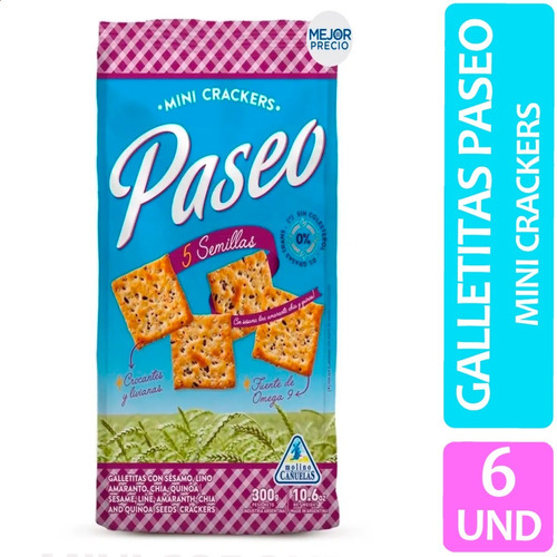 Galletitas Paseo 5 Semillas Mini Crackers Pack X6