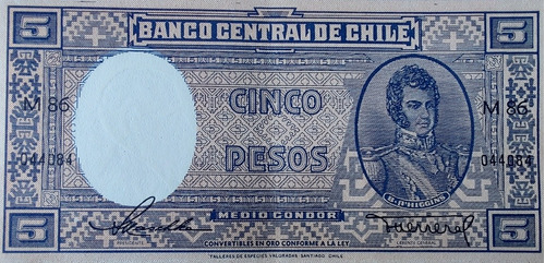 Billete Chile 5 Pesos Maschke Herrera (bb83