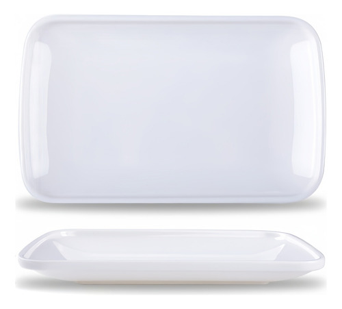Plato Rectangular Melamina 9.5 Blanco 6 Piezas