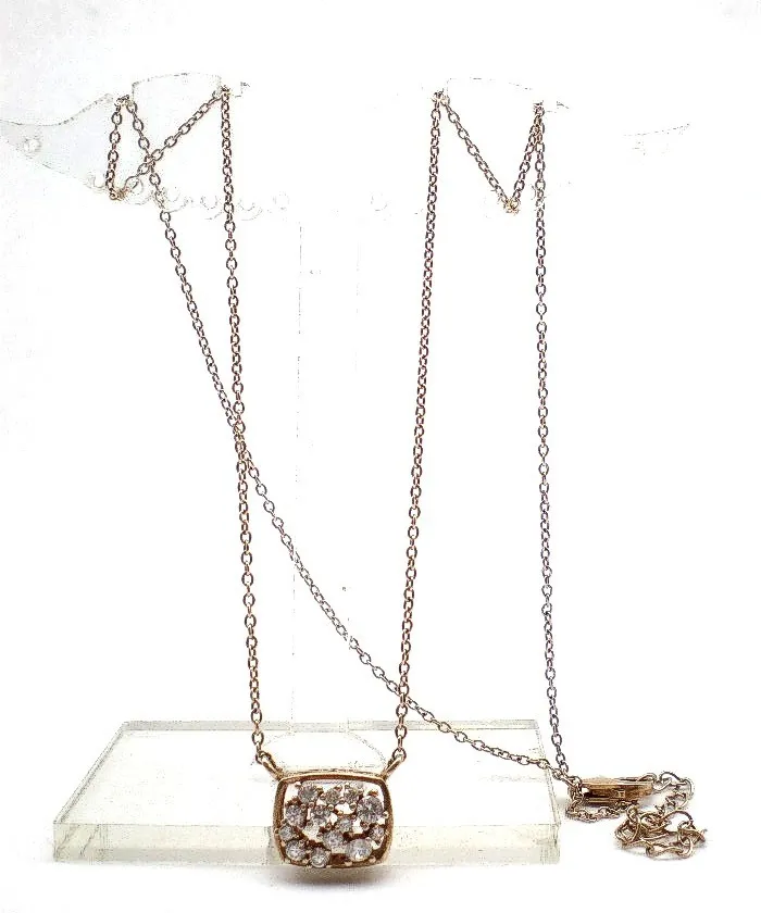Cadena Y Dije De Plata 925 -oro Y Zafiros Blancos