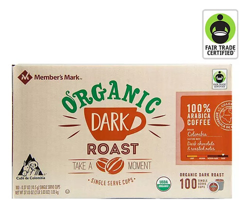 Cafe Member's Mark Organic Dark Roast 100 Capsulas Keurig