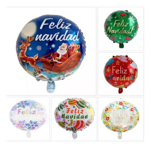 Pack 50 Unid Globo Metal Navideño 45cm Con Varilla 