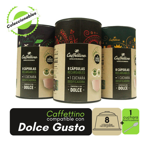 Eco Lata Con 8 Cápsulas Recargables P/dolce + 1 Cuchara