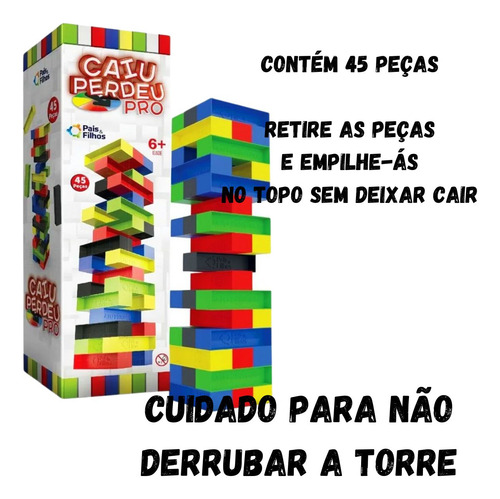 Jogo Mesa Caiu Perdeu Colorido Roleta 45 Peças Profissional