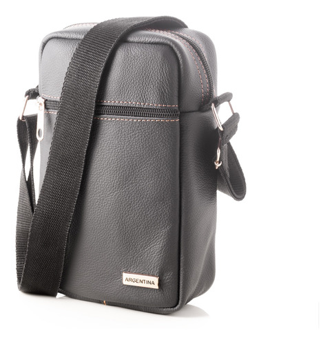 Morral Bandolera Berlin Cuero Porta Celu Urbano Mini Bag Tg Negro Lisa Níquel Negro