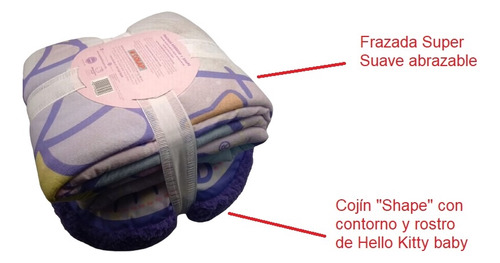 Frazada Super Suave .1 X .8m + Cojin Shape Hello Kitty Baby