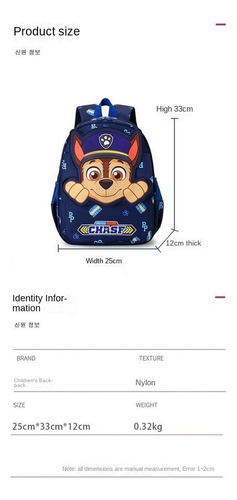 Mochila Paw Patrol Niños 3-6 Años Mochila Para Style