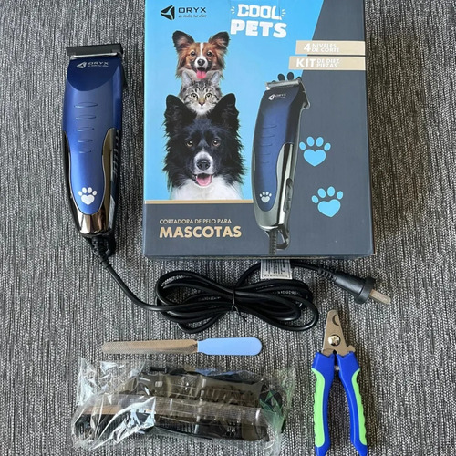 Kit Corte Canino Máquina + Accesorios Completos Azul/gris