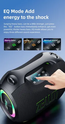 Bocina Bluetooth Zealot Ze01 120w Subwoofer Hifi Tws Luz Rgb