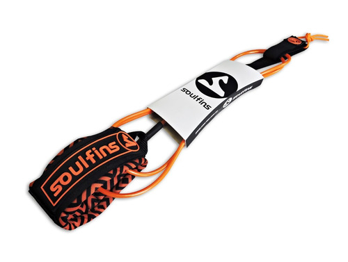 Leash Funboard Laranja - Duplo Girador - 6,5mm/8pés Soulfins