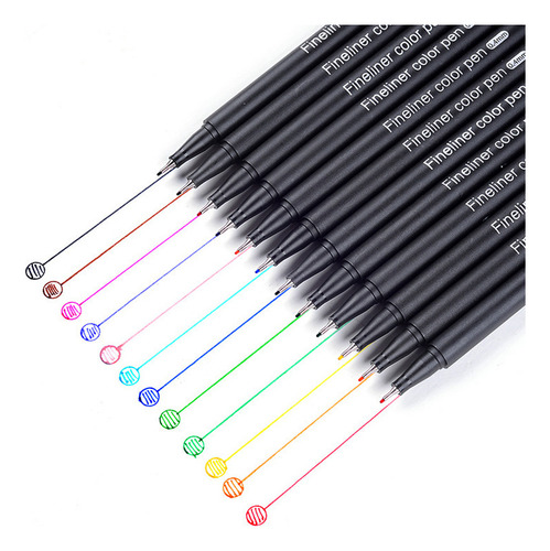 12 Rotuladores Fineliner, Bolígrafo De Color Manga Para