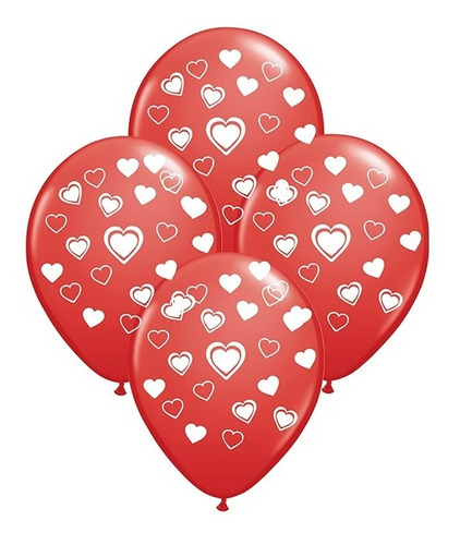 Globos San Valentin Rojo 12 PuLG. X 10 Unid Chirimbolos