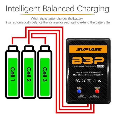 Cargador De Batería Lipo 2s & 3s B3 Pro 25w 220v Supulse