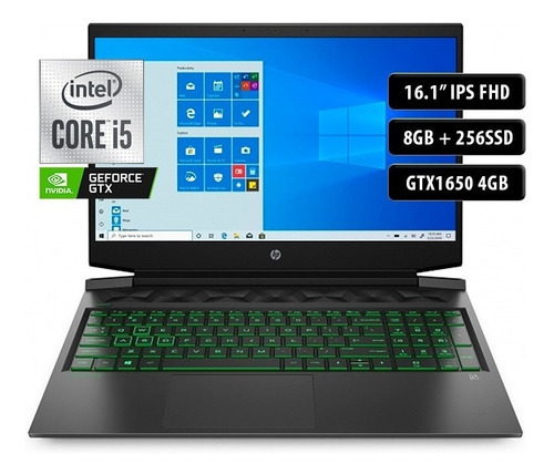 Notebook Hp 16-a0051wm I5-10300h 8gb 256ssd 16,1 Fhd Gtx1650 Color Negro